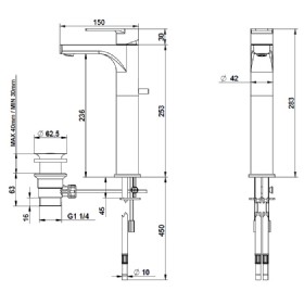 ברז פרח גבוה לכיור מונח סדרה 2